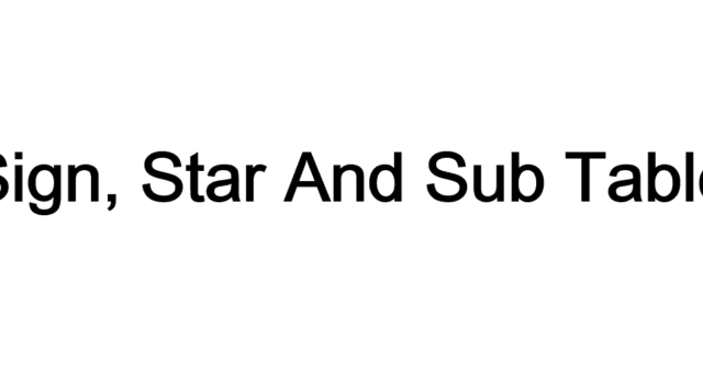 KP Sign, Star And Sub Table