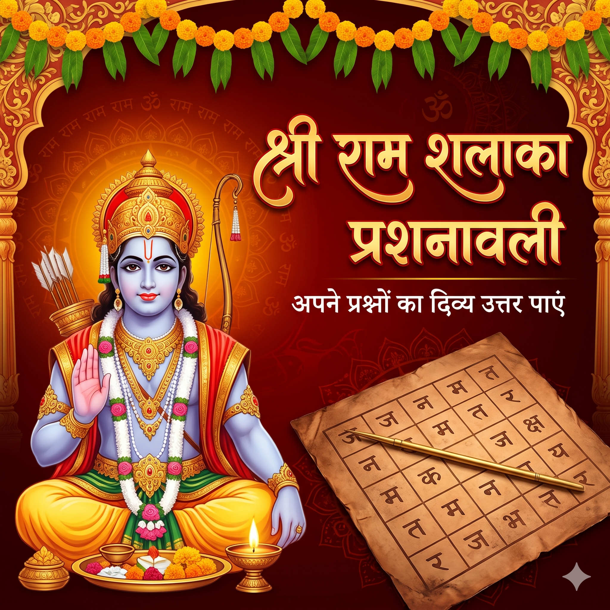 रामशलाका प्रश्नावली - श्री रामचरितमानस आधारित दिव्य मार्गदर्शन